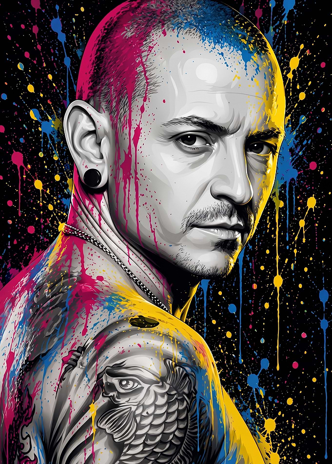 Chester Bennington Colorful Portrait Art