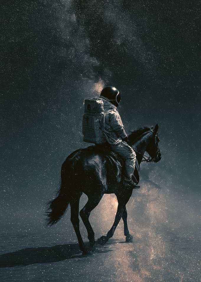 Astronaut Riding Horse in Space