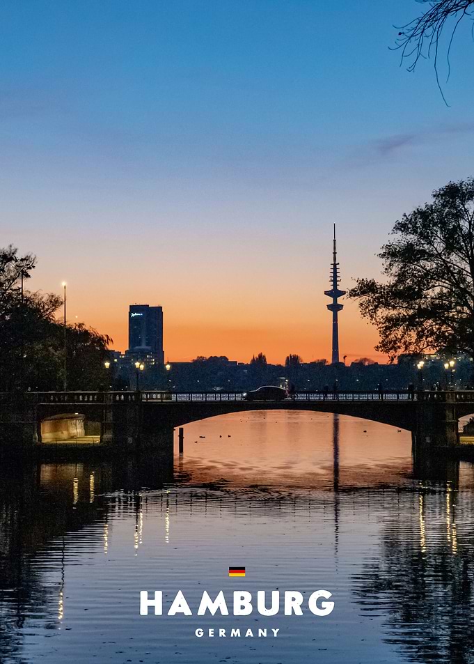 Hamburg Cityscape at Sunset