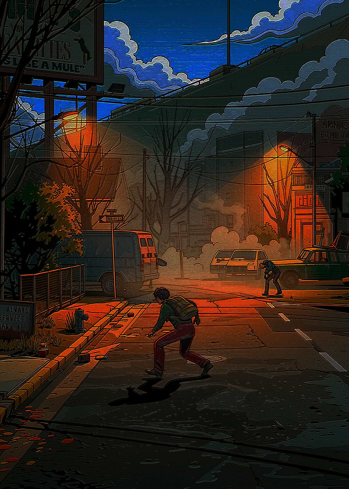 Survivor Sneaking Through Dark City Street