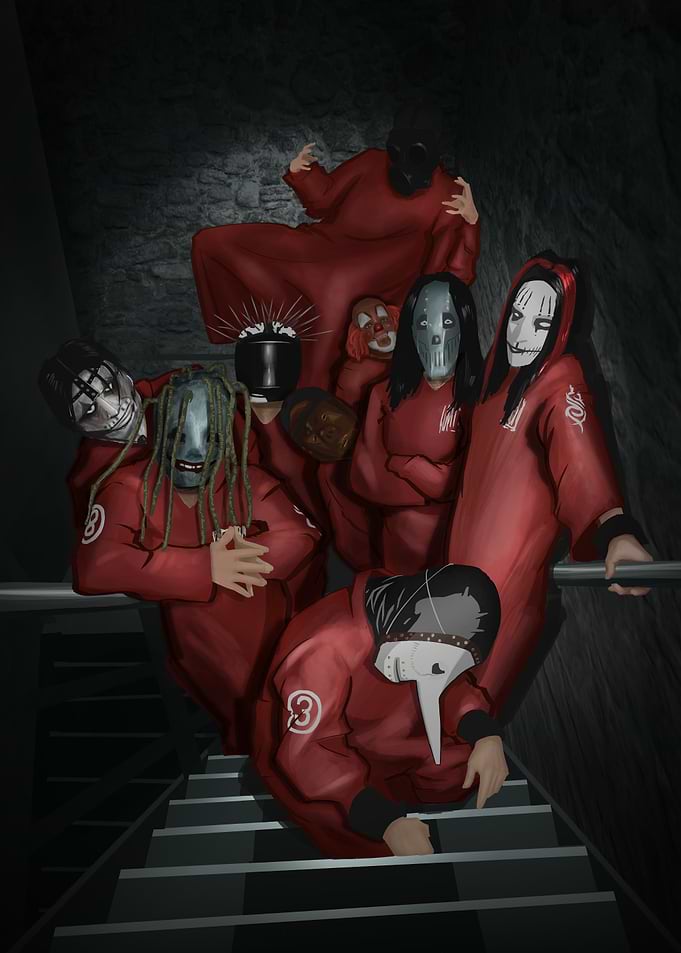 Slipknot Band Members in Red Jumpsuits