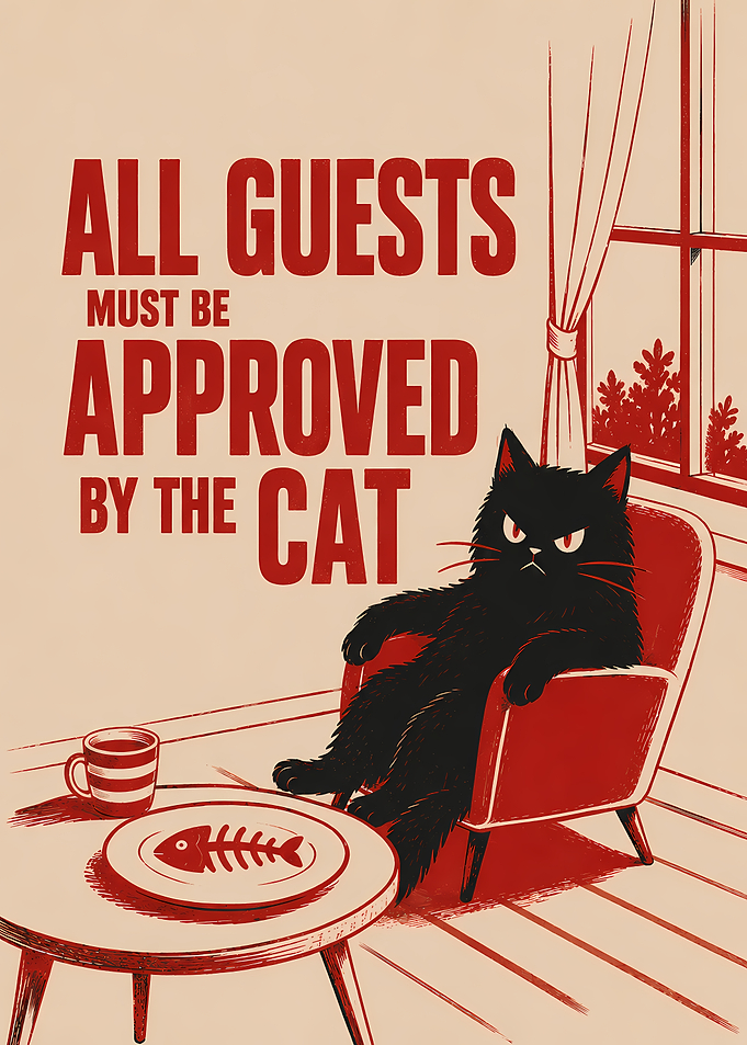 All Guests Must Be Approved By The Cat
