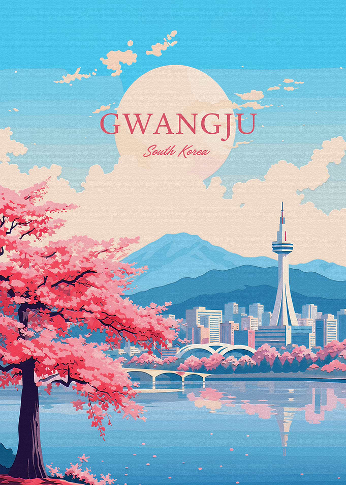 Gwangju South Korea Travel Poster