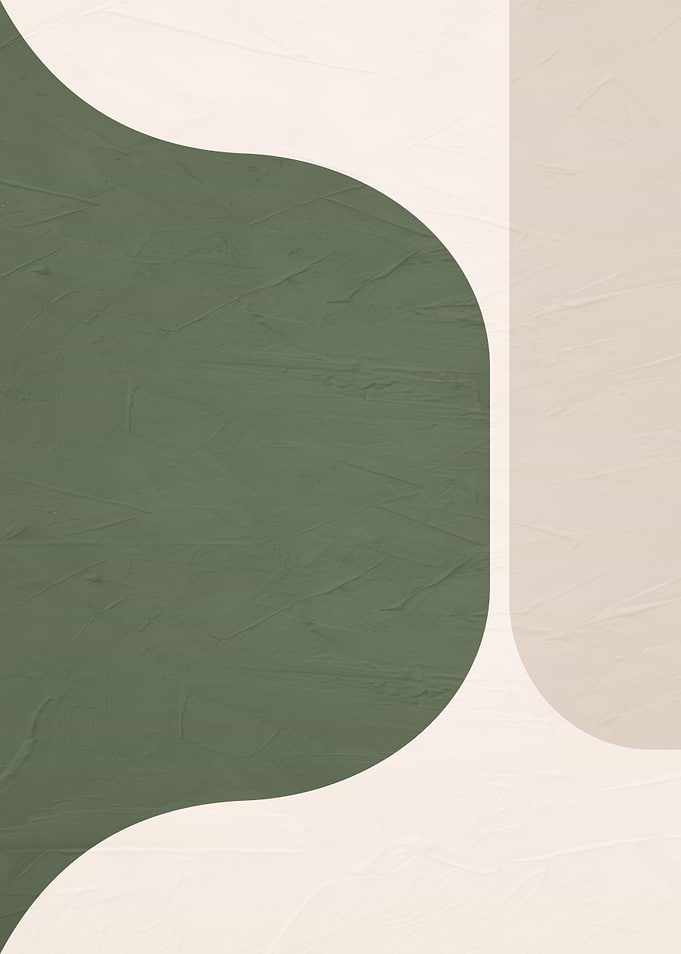 Minimalist Abstract Green and Beige Shapes