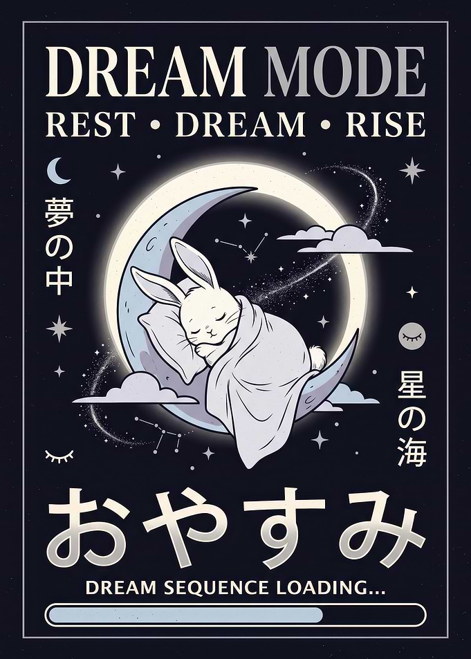 Dream Mode Sleeping Bunny Poster