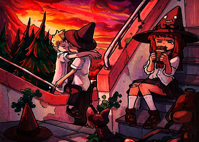 Anime Couple Kissing with Third Wheel