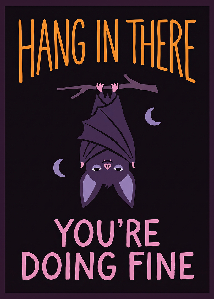 Cute Bat Hang In There Poster