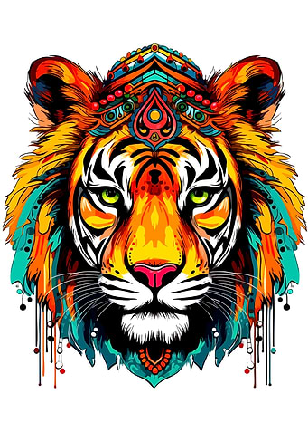 Vibrant Ornate Tiger Portrait