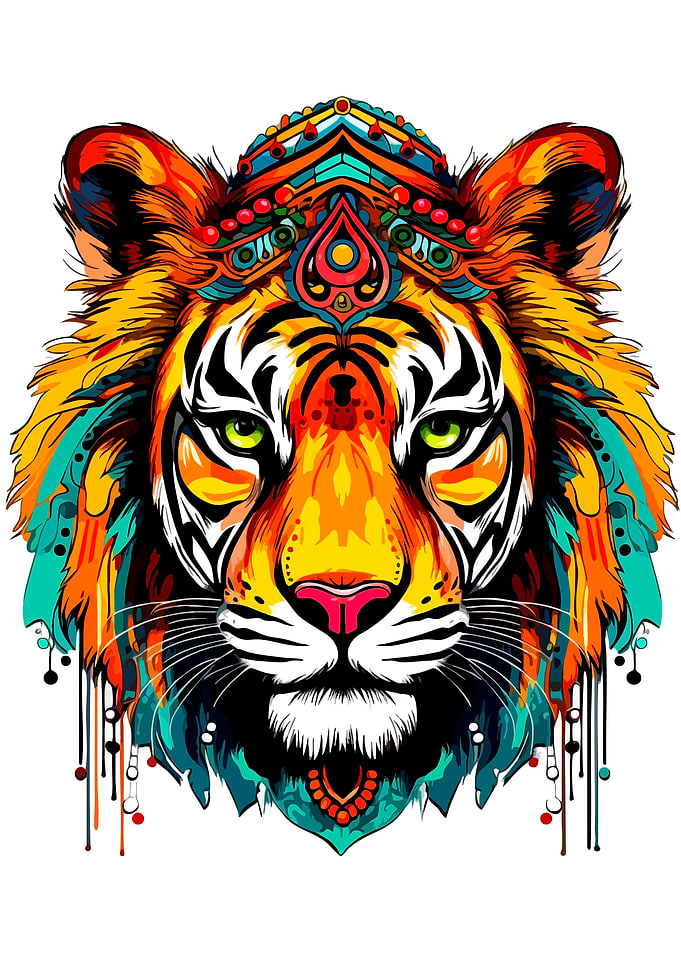 Vibrant Ornate Tiger Portrait