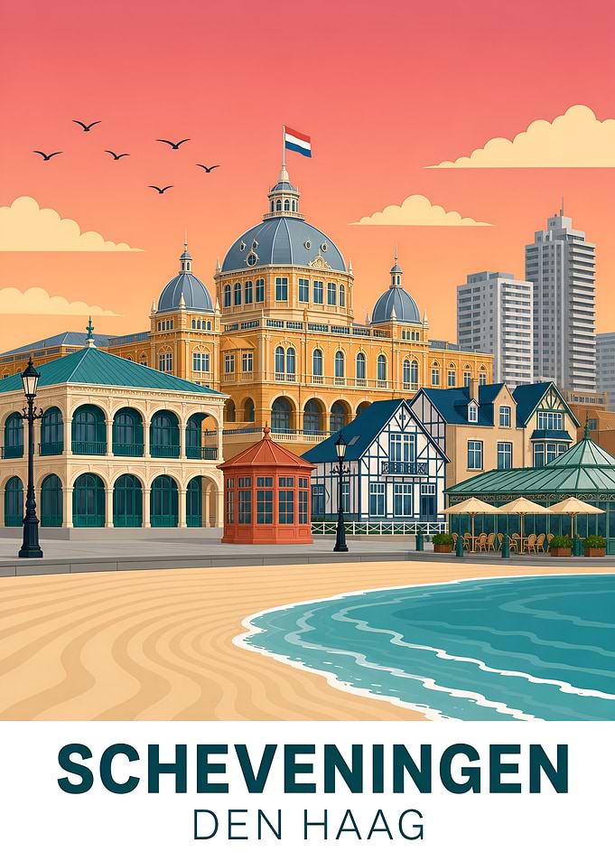 Scheveningen Beach Den Haag Travel Poster