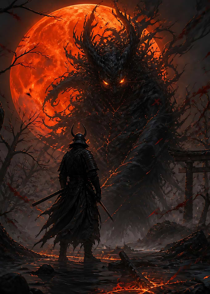Samurai Facing a Dark Demon