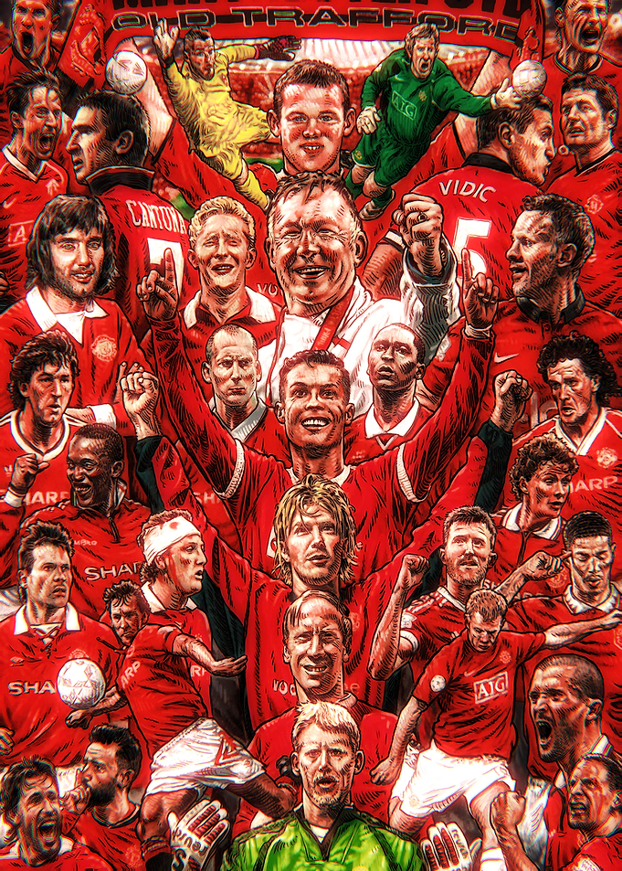 Manchester United Legends Collage Poster