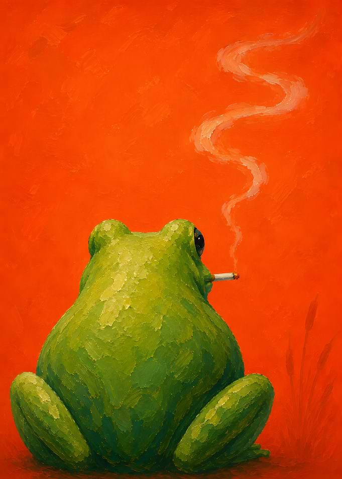 Smoking Frog Oil Painting