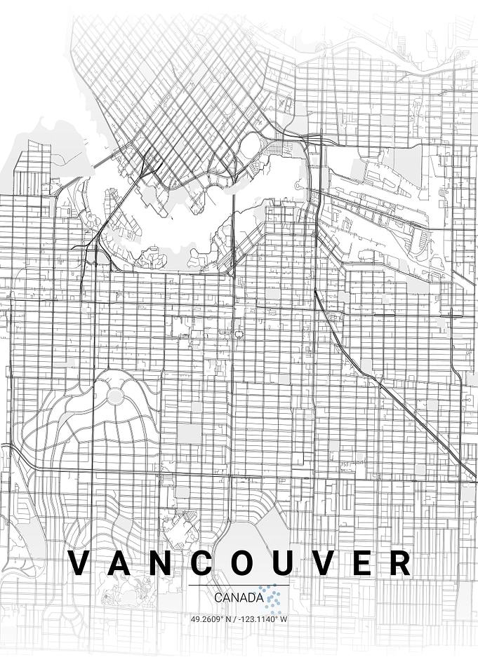 Minimalist Vancouver City Map Print