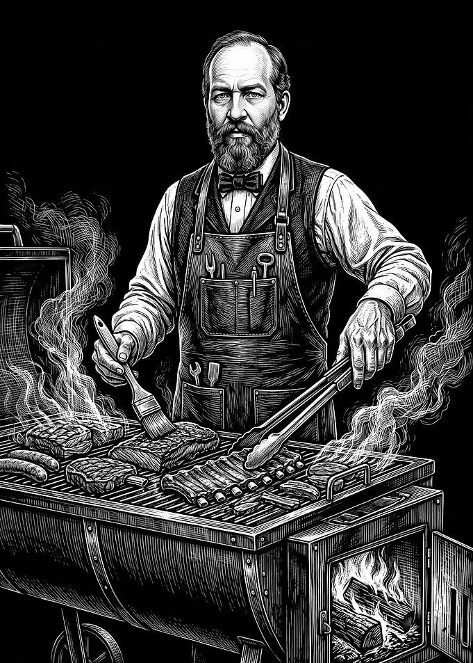James A. Garfield Pitmaster Grilling Meat