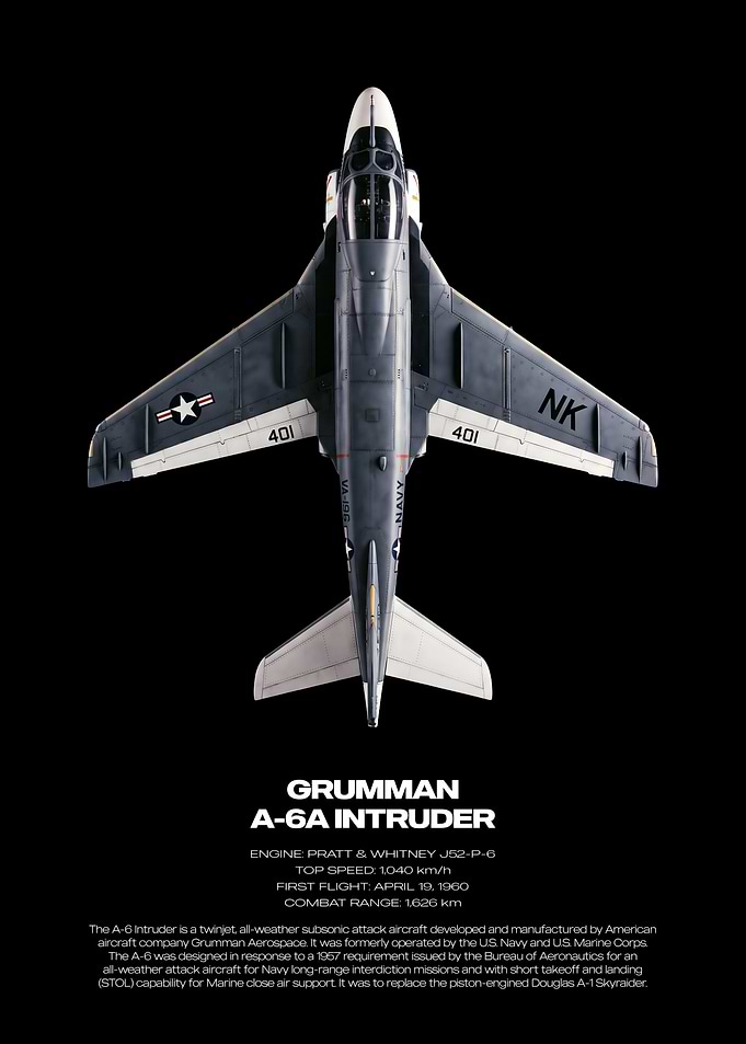 Grumman A-6A Intruder Technical Poster