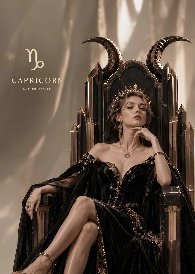 Capricorn Zodiac Queen on Throne
