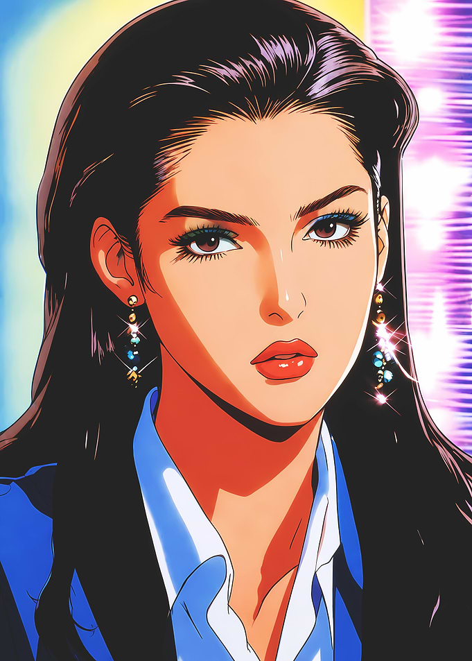 Retro 80s Anime Style Portrait
