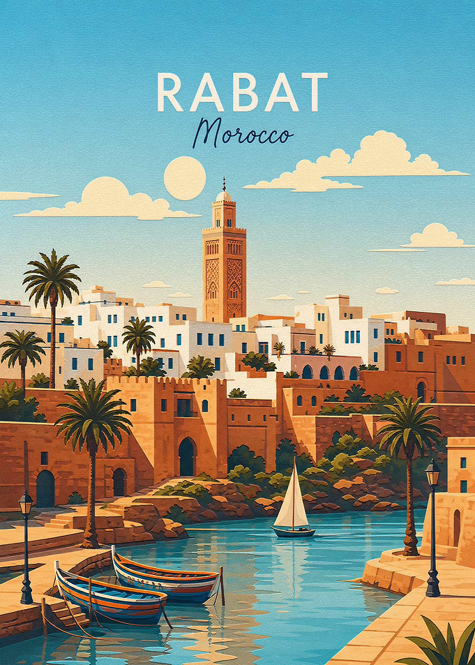 Rabat Morocco Travel Poster