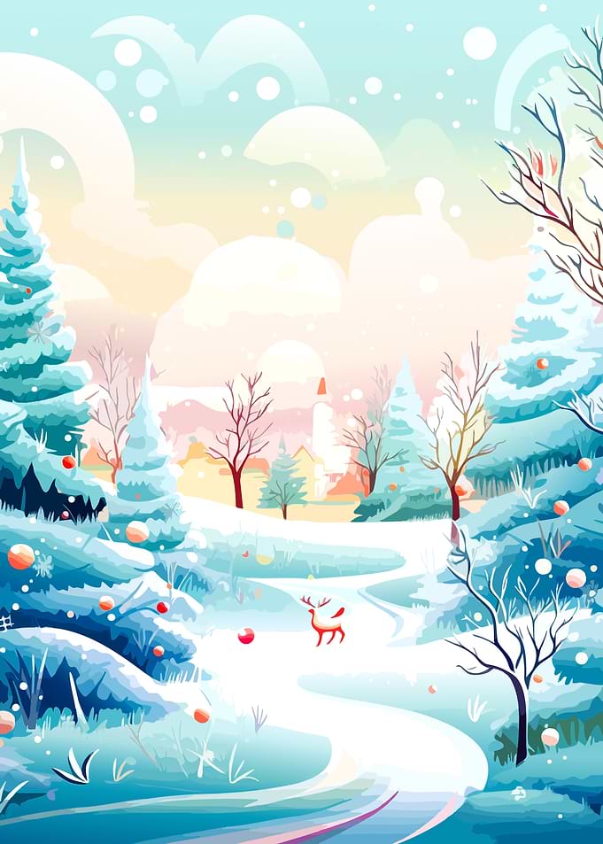 Whimsical Winter Forest Landscape