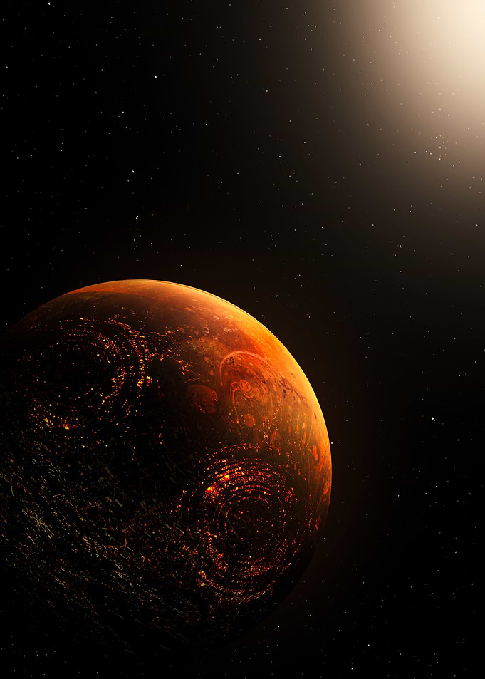 Glowing Alien Planet in Deep Space