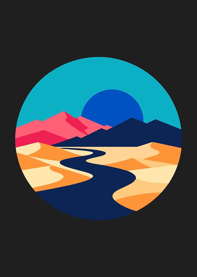 Minimalist Desert Landscape Illustration
