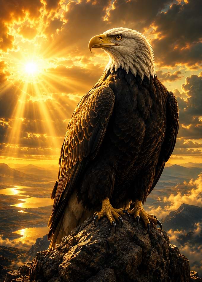 Bald Eagle at Golden Sunrise – Golden Ambition