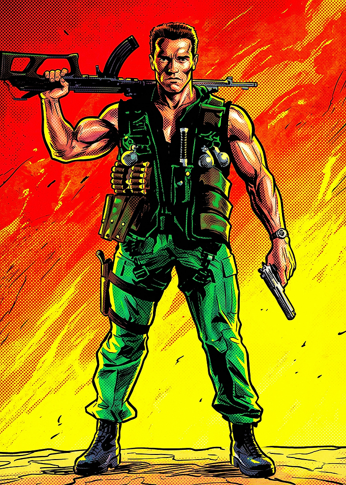 Commando John Matrix Pop Art Illustration