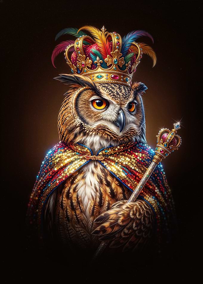 Royal Owl King with Crown