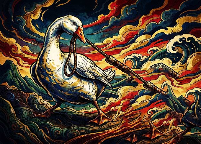 Epic Goose with Rope Art