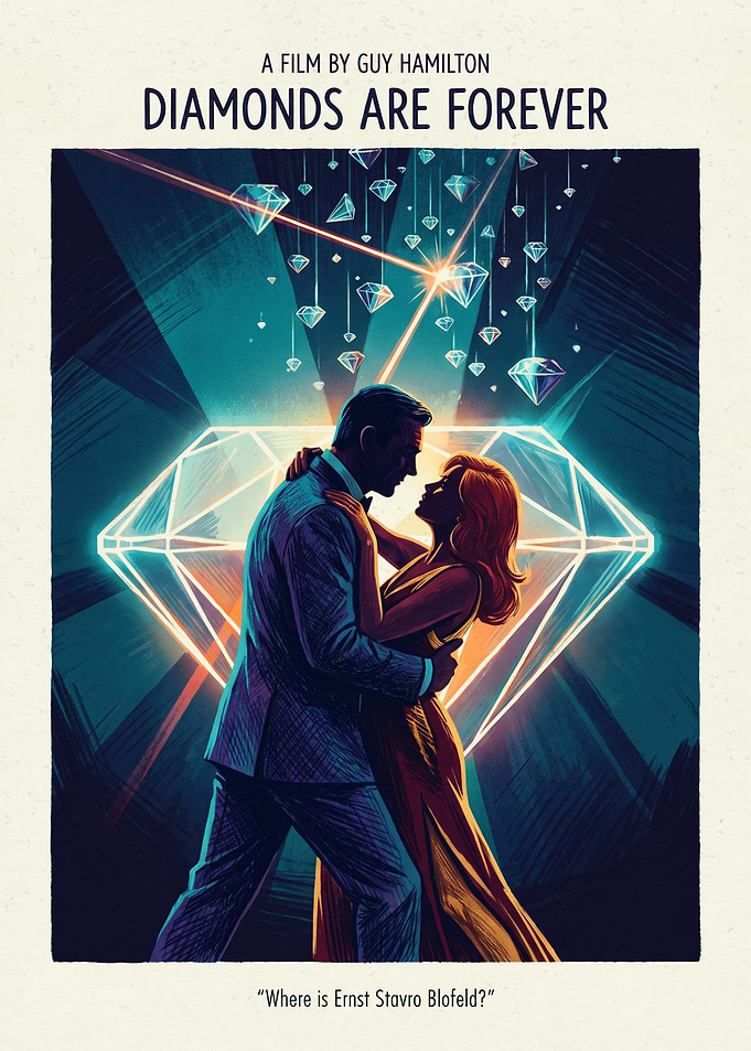 Diamonds Are Forever Movie 007 Spy Action Art