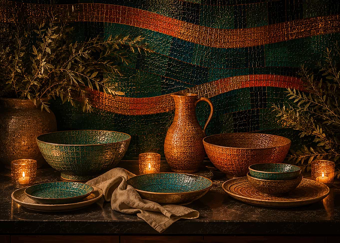 Rustic Textured Ceramic Tableware Set