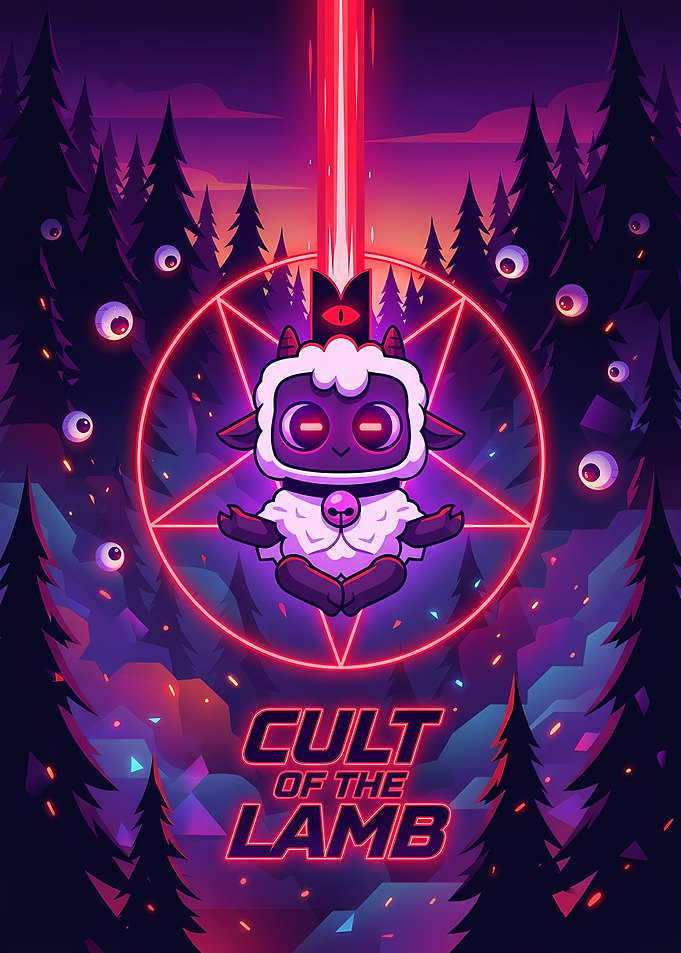 Cult of the Lamb Neon Poster