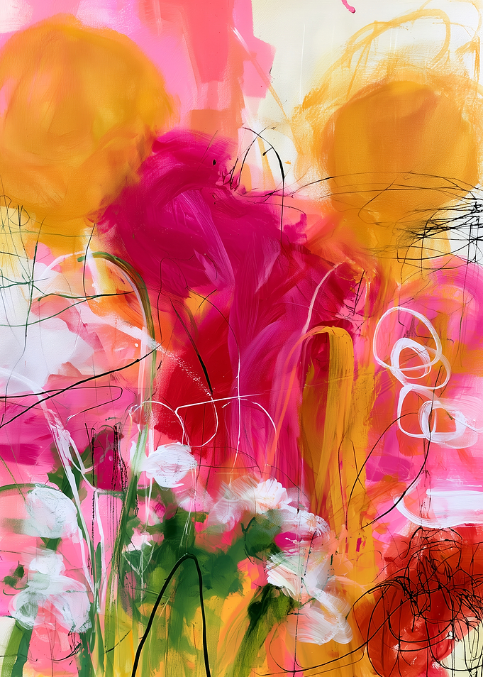 Vibrant Abstract Floral Expressionist Painting