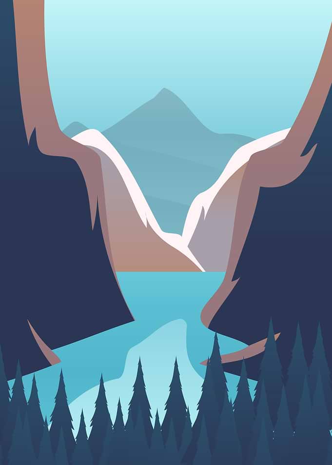 Forest Framed Mountain Lake Wall Art