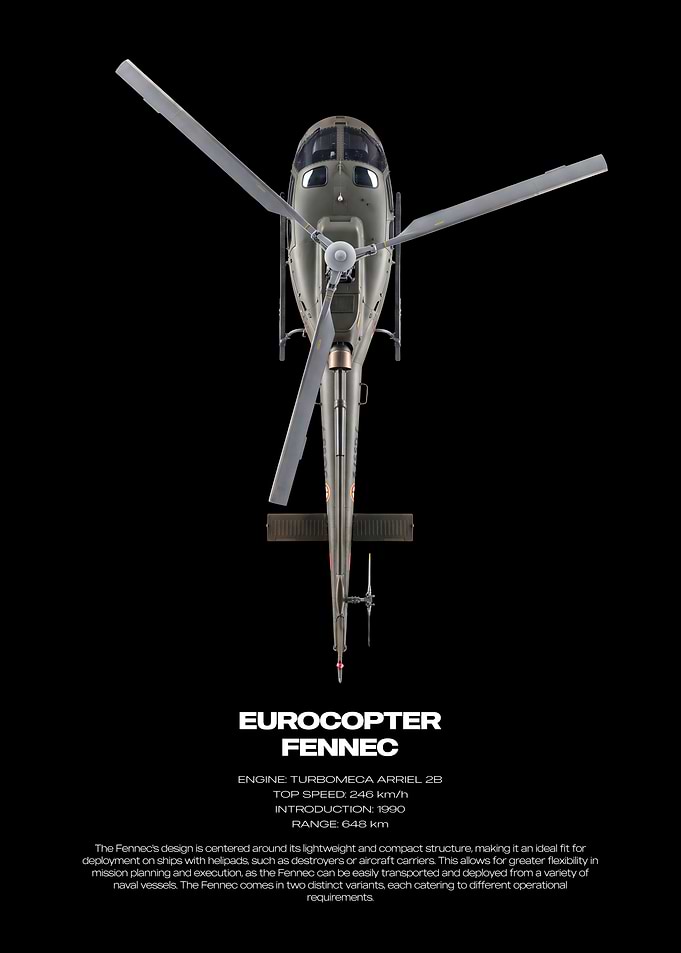 Eurocopter Fennec Military Helicopter Blueprint
