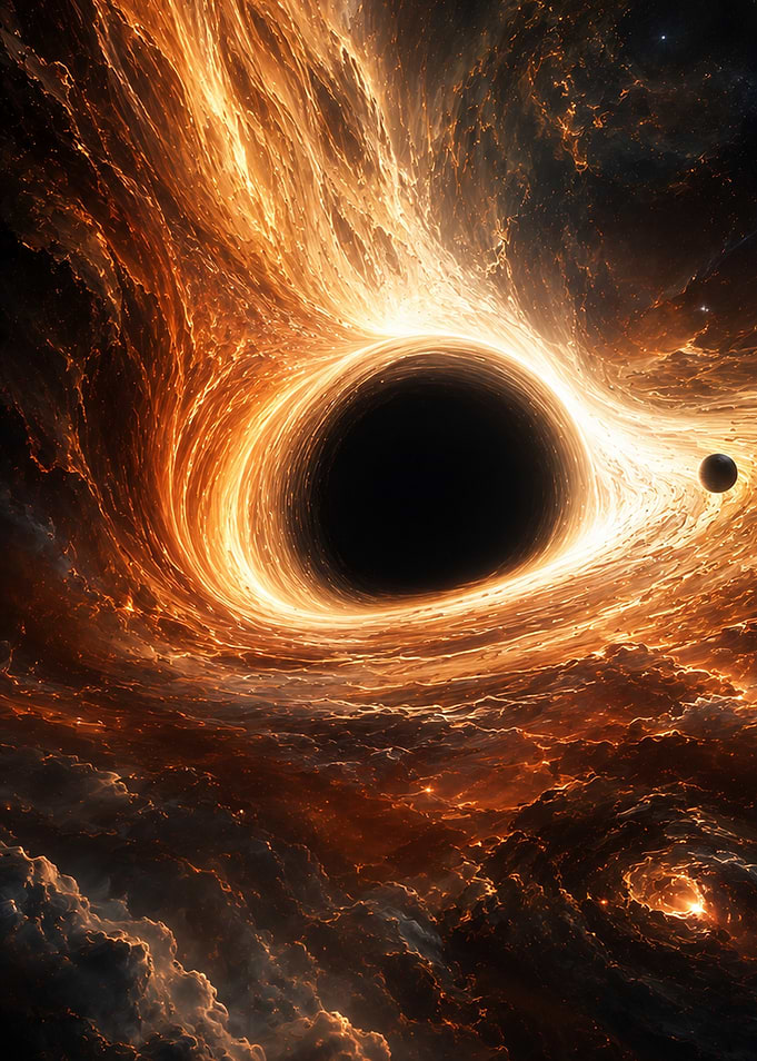 Fiery Black Hole in Deep Space