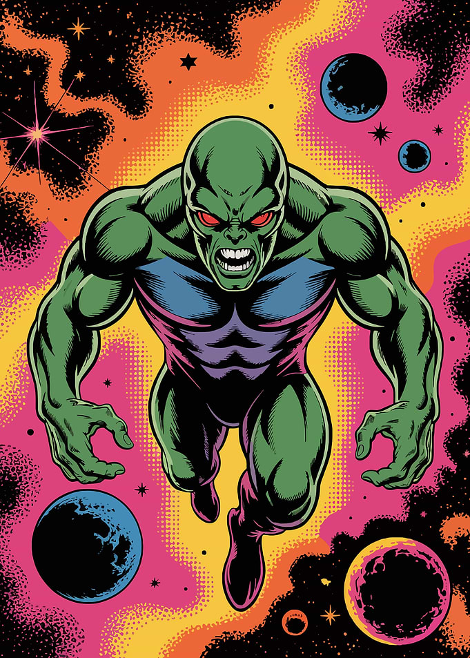 Aggressive Green Alien Space Warrior