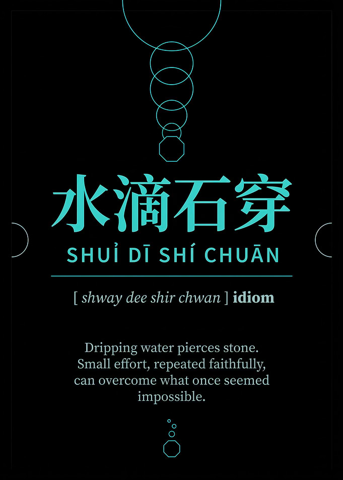 Dripping Water Pierces Stone Idiom Poster