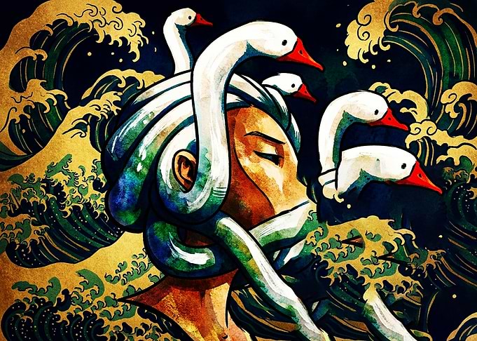 Medusa Inspired Goose Art