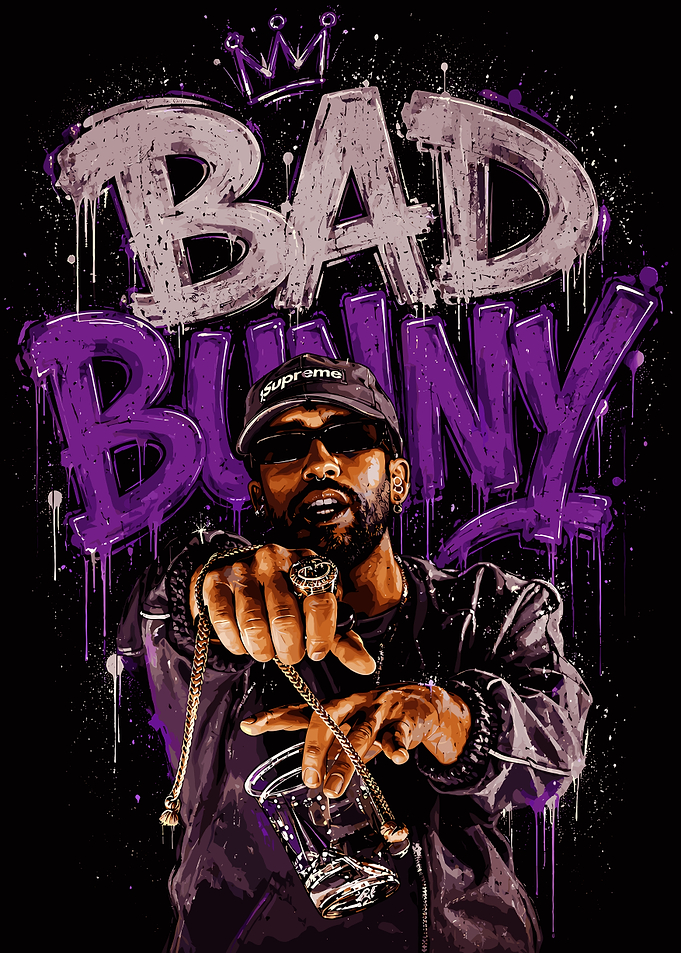 Bad Bunny Graffiti Style Portrait
