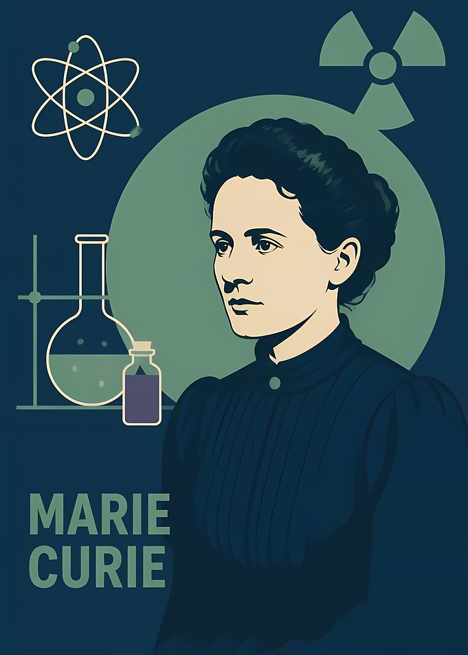 Marie Curie Scientific Portrait Poster