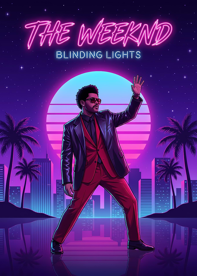 The Weeknd Blinding Lights Synthwave Poster