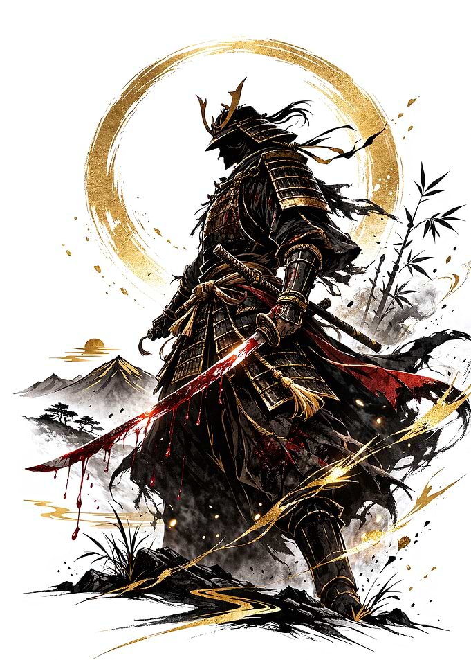Samurai Warrior with Bloodied Katana