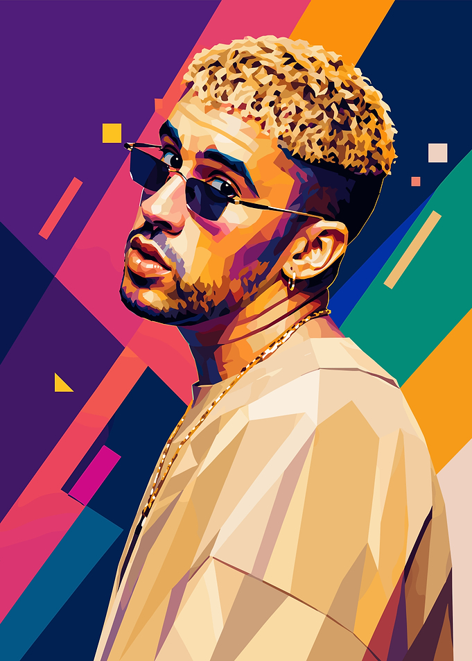 Bad Bunny Geometric Pop Art Portrait