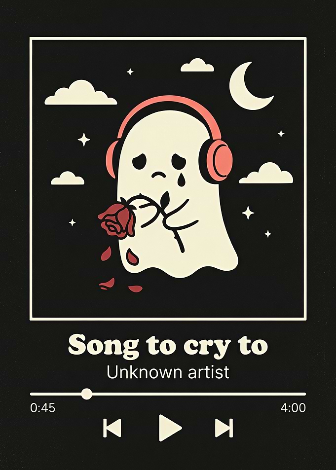Sad Ghost Listening to Music