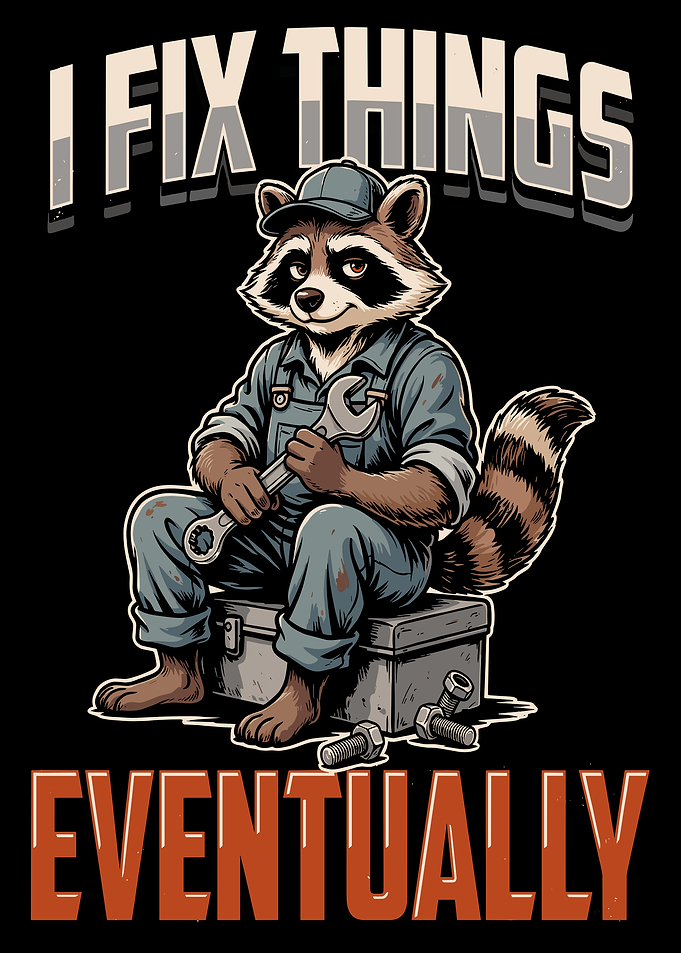 I Fix Things Eventually Raccoon Mechanic