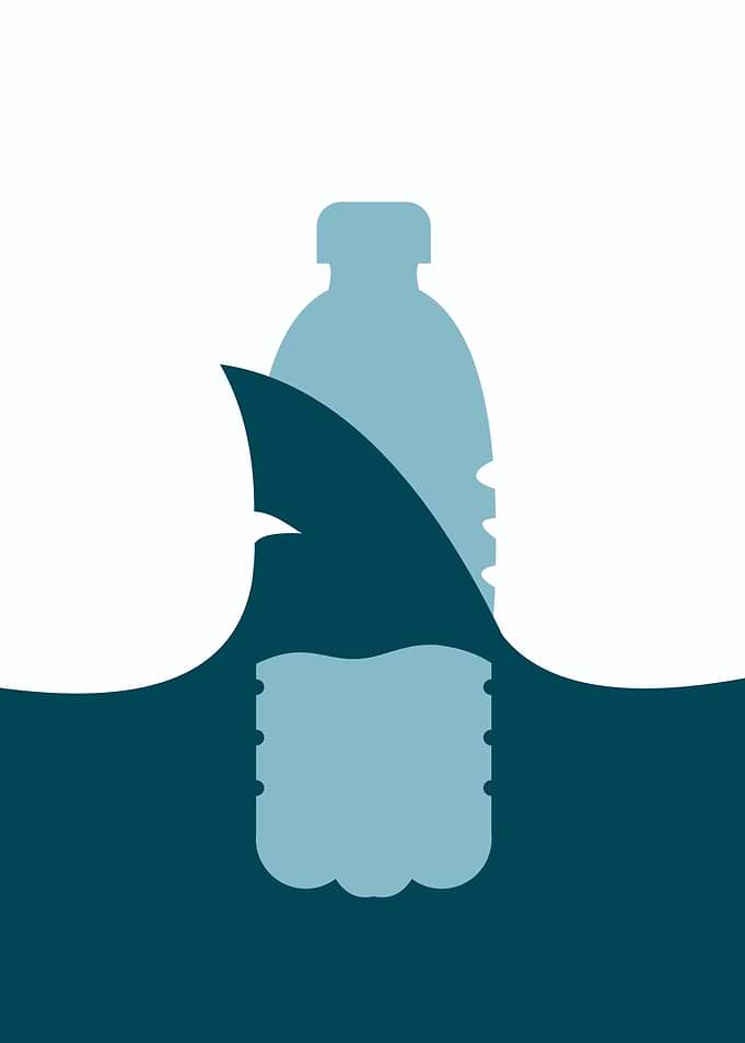 Shark Fin Plastic Bottle Minimalist Art