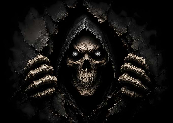 Grim Reaper Emerging from Darkness