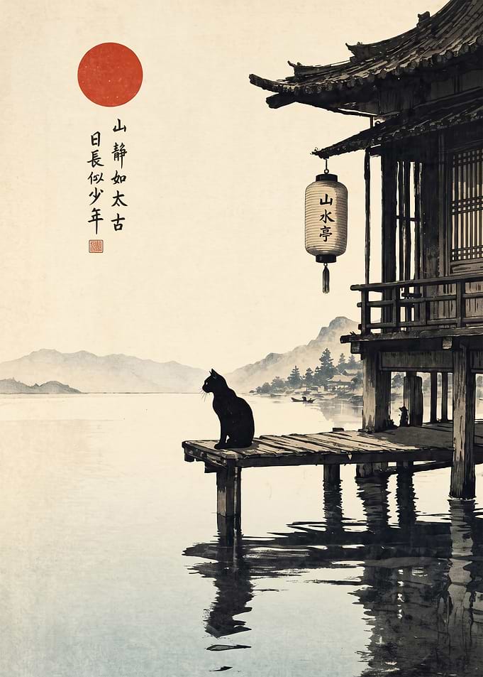 Black Cat at Traditional Japanese Pavilion